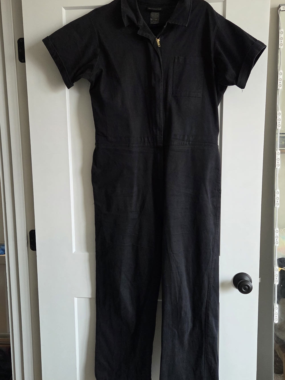 Nooworks Black Short-Sleeve Zip Jumpsuit